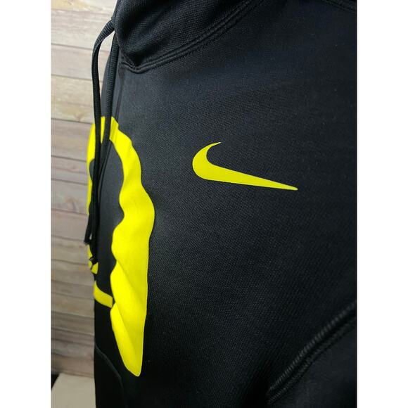 Nike Therma-Fit Oregon Ducks Logo Hoodie Sweatshirt Black Yellow Neon Large - Picture 6 of 12